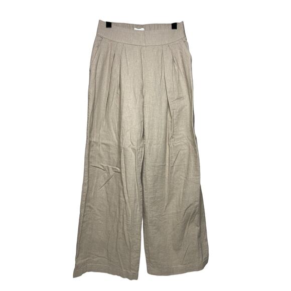 Abercrombie & Fitch Linen Blend Ultra Wide Leg Pants Women's Small Short Tan - Picture 1 of 6